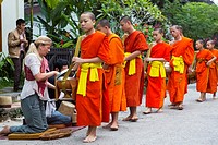 Alms giving ceremony in Luang Prabang, Laos.