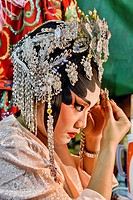 Chinese opera performer prepares for a performance at the Vegetarian Festival in Bangkok, Thailand.