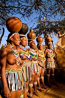Colorful Women in Native Zulu Tribe at Shakaland Center South Africa.