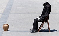 Headless Man Artist on a street in Madrid.