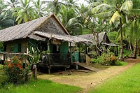 Scenery of Malay house, Fishing Village, indonesia, kalimantan, Borneo.