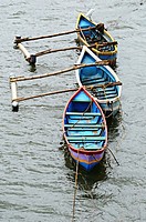 Fishing boats in water at Ratnagiri, Maharashtra, India.