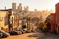 Filbert Street with Saint Peter and Paul Catholic Church,San Francisco,California,USA