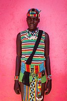 A Girl From The Banna Tribe In Traditional Costume, Key Afar, Omo Valley, Ethiopia.