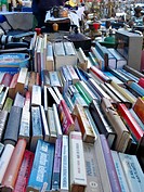 Book sale at a street market, Lleida, Spain