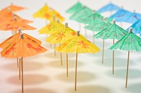 Row of umbrellas on beach