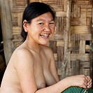 Topless Akha Minority Woman, Muang Sing, Laos.