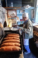Vatoussa Village Baker at work, Mytilini, Greece.