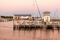 The new Gulfport Marina and Harbor were rebuilt in 2013 after its destruction by Hurricane Katrina, Gulf of Mexico in Biloxi, Mississippi.