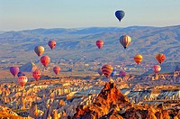Hot Air Ballons above the Uergip Valley in Cappadocia.