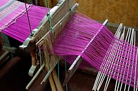 A weaver´s loom displayed at the Sergeant Major Thawee folk museum, Phitsanulok, Thailand.