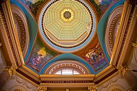 Decorative ceiling of the rotunda in the British Columbia legislative building, Victoria, Canada.