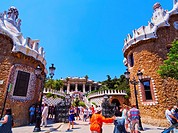 Parc Guell - famous park designed by Antoni Gaudi in Barcelona, Catalonia, Spain.