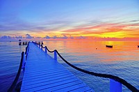 Pier at sunrise at Odyssee Resort and Spa at Zarzis, Tunisia,Tunisia.