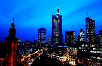 Skyline of Frankfurt am Main at dusk