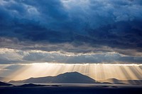 Dramatic sky above the Pagasitic Gulf (Thessaly, Greece).