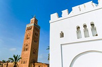 Minaret of the Koutoubia Mosque, Marrakesh (Marrakech), Morocco, North Africa, Africa.