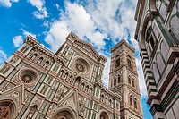 Florence, Italy. Detail of the Duomo during a bright sunny day but without shadow on the facade (very rare!).