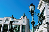 Facade of the art deco Eden building built in the 1930´s, a former theatre and cinema now a hotel. The statue represents the spirit of independence an...