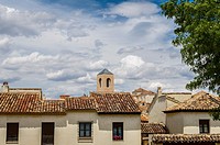 View of a houses in the Chinchon village, Madrid province, Spain.