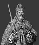 Charlemagne, wearing the Imperial Regalia, Charles the Great or Carolus Magnus, 747-814, King of the Franks and Emperor of the Romans, Carolingian dyn...