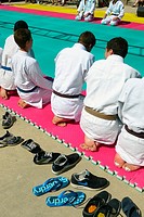 Kids at a judo match.