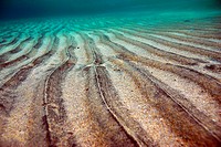 The sand stripes under the water surface in Corsica.