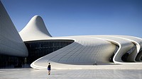 Heydar Aliyev cultural center futuristic monument designed by the architect Zaha Hadid. Azerbaijan, Baku. Model Released.