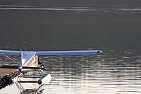 DeHavilland Beaver floatplane tied up at dock, Seal Cove, Prince Rupert, BC.