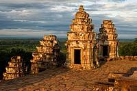 Phnom Bakheng Temple. Sunrise. Phnom Bakheng is located 1,30 meters (4,265 feet) north of Angkor Wat and 400 meters (1,312 feet) south of Angkor Thom.
