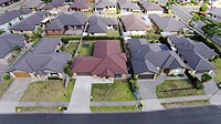 An aerial photo of a suburban neighbourhood. New Zealand, Pukekohe, Auckland