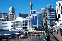 Pyrmont Bridge over Darling Harbour, Sydney City Centre,Australia.