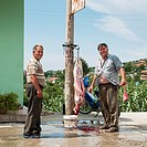 Butchering a goat on the roadside near Berat in central Albania.