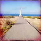 Barbaria Cape Lighthouse in formentera Balearic island in Mediterranean.