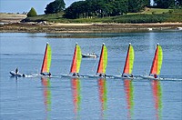 Sail boats, sailing school, Aber´Wrach, Abers region, Brittany, Finistere 29, France.