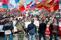 Odessa, Ukraine. 06th April, 2014. Protest meeting People´s Assembly Antimaidan - ""Kulikovo Field"". This demonstration in Kulikovo Field, Odessa, Uk...
