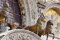 Venice (Italy). Architectural detail of the facade of the Basilica of San Marco in Venice city.