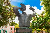 The Conch Blower Statue in Emancipation Square Charlotte Amalie commemorates the Emancipation of the Slaves in the West Indies.