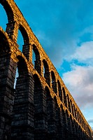 Light of sunset in the Aqueduct of Segovia, Spain