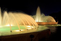 Mecom Fountain near Hermann Park - Houston, Texas. Installed in 1964, the Mecom Fountain majestically greets vistors at the entrance to Hermann Park. ...