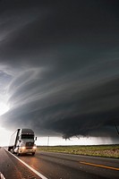 Very intense high precipitation supercell storm moves south in the Nebraska Sand Hills south of Valentine, July 13, 2009. Winds gusted upwards of 60 m...