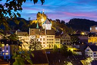 View towards castle, Baden, Kanton Aargau, Switzerland.