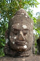 Close-up statue of god, Angkor Thom, UNESCO World Heritage Site, Angkor, Siem Reap,Cambodia, Indochina, Southeast Asia, Asia.