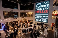A giant illuminated sign in the H&M department store on Fifth Avenue in Midtown Manhattan in New York thanks customers for patronizing the branch over...