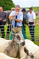 Farmer showing their sheep at The Roman Wall Show, Steel Rigg Hadrian´s Wall Path Northumberland England UK.