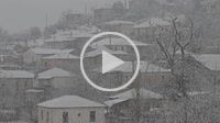 Snowing at Chrysovitsi village. Arcadia, Peloponnese, Greece