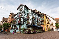 The picturesque village of Riquewihr, Alsace, France, Europe