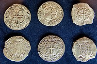 Old colonial coins. Spanish silver coins. Perú.