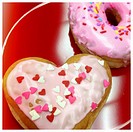 Fresh doughnuts for Valentines Day.