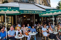Les Deux Magots cafe in Boulevard Saint-Germain, Paris, France.